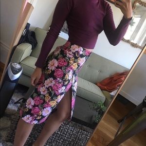 Reformation Zip Front Floral Skirt